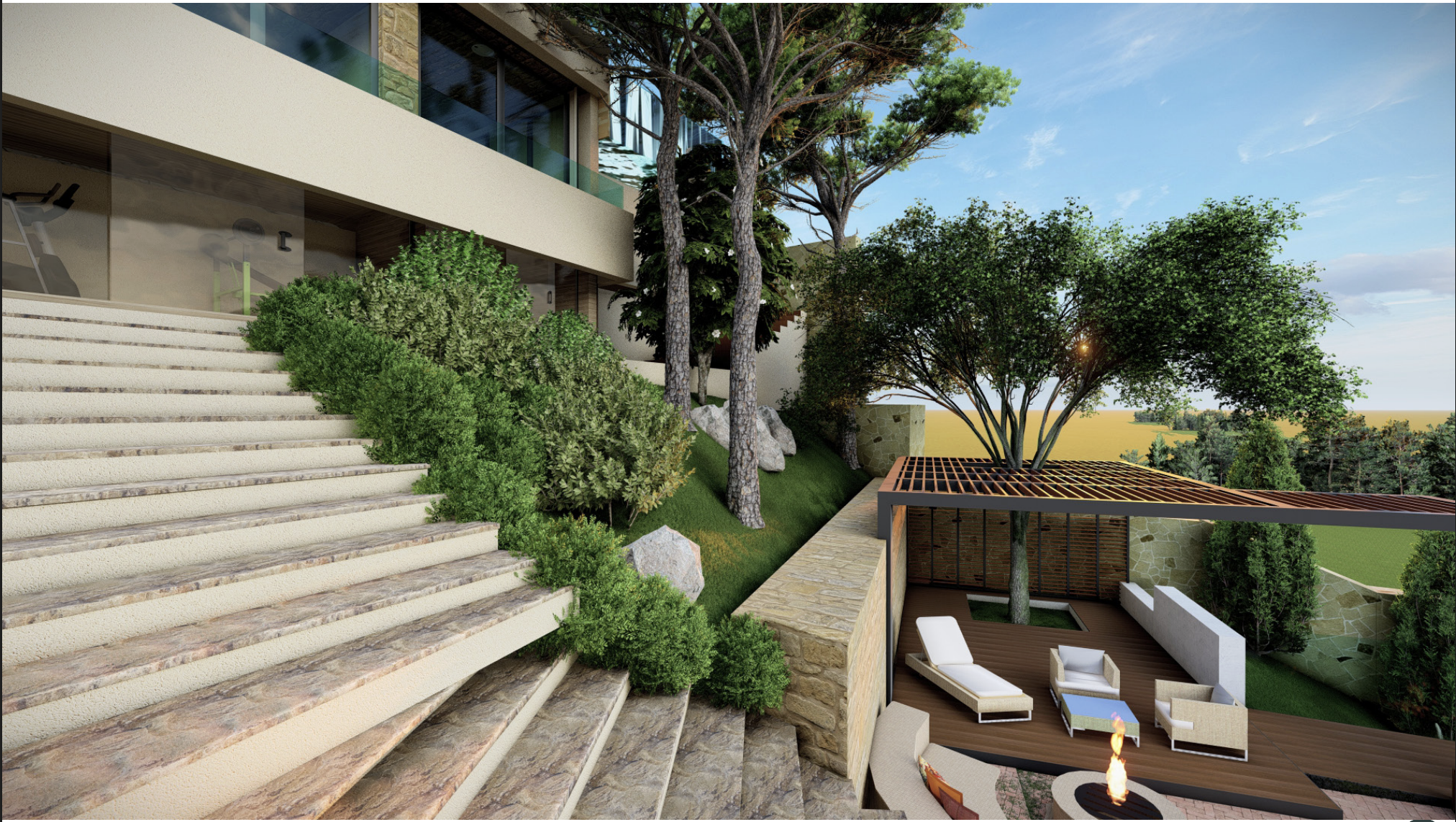 Villa Bouganvilleas fire pit and outdoor lounge