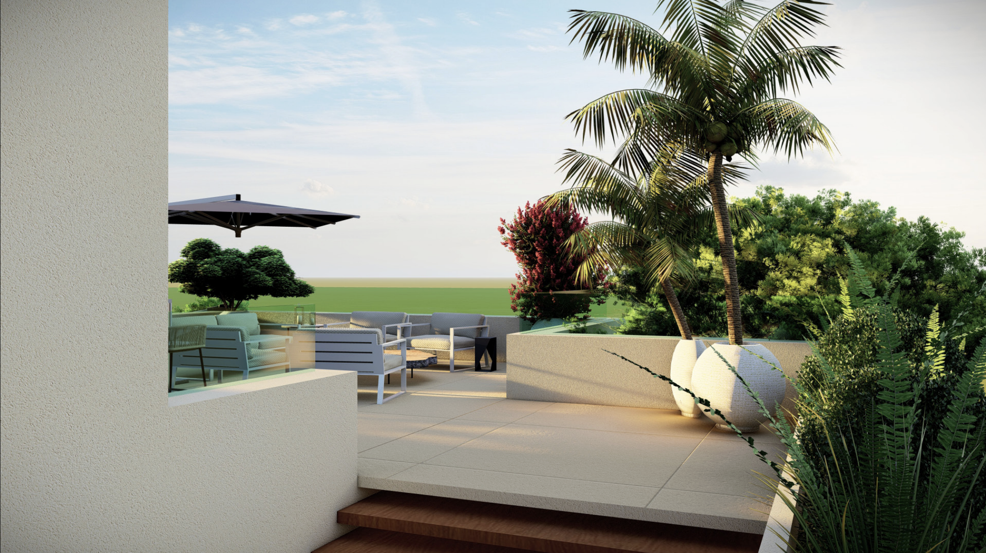 Villa Bouganvilleas rooftop terrace with sea views